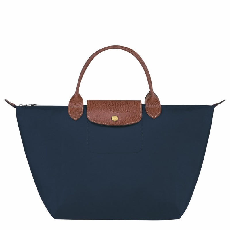 Navy Longchamp Le Pliage Original M Women's Handbags